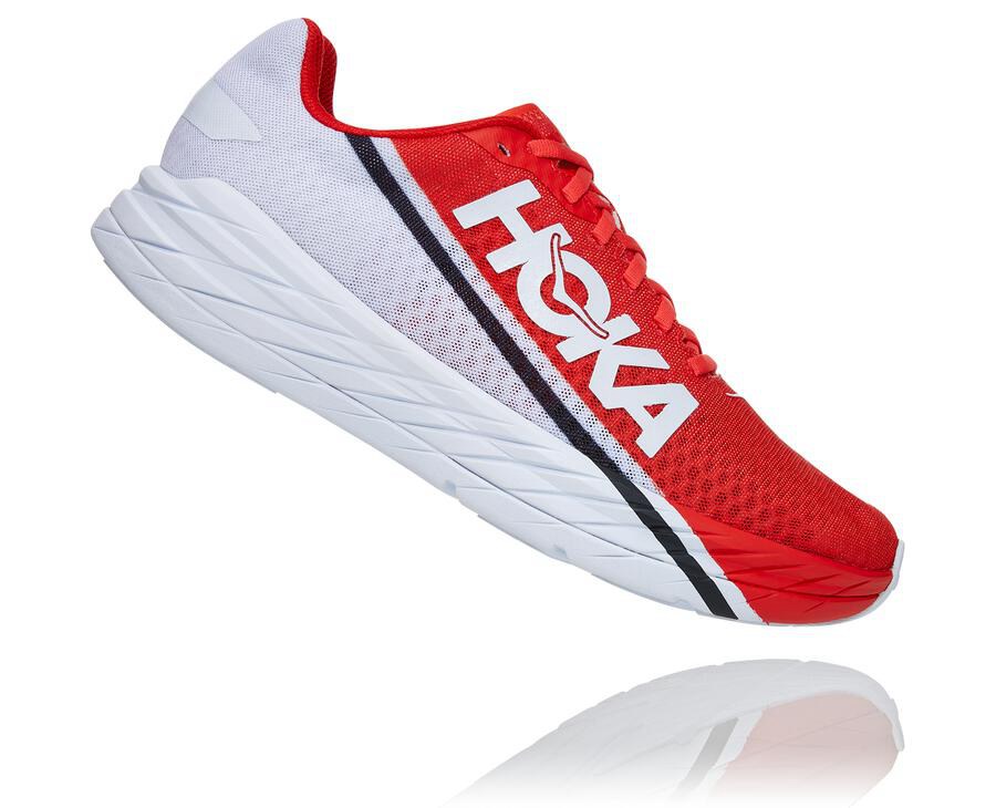 Hoka Australia One One Rocket X - Mens Running Shoes Red/White - KJENC-7613